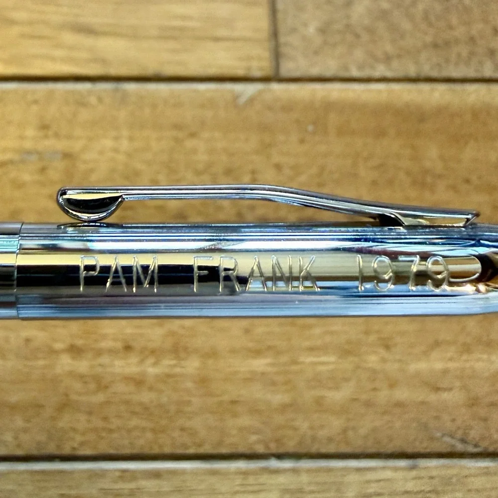 NEW 70s VTG Cross Ballpoint Pen & Pencil Set Box 3501 USA Lustrous Chrome Manual